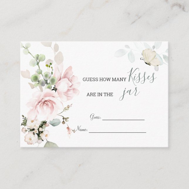 Carte D'accompagnement Roses roses rose Foliing Combien de baisers dans J (Devant)