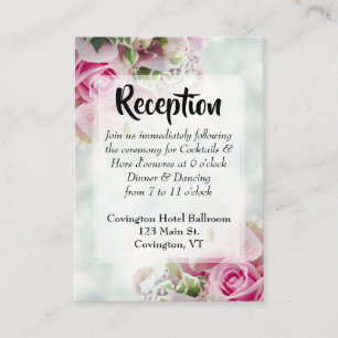 Carte D'accompagnement Roses Roses Roses Grandes Script Mariage Réception