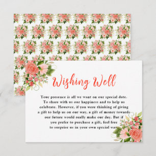 Carte D'accompagnement Roses rouges corail avec feuillage