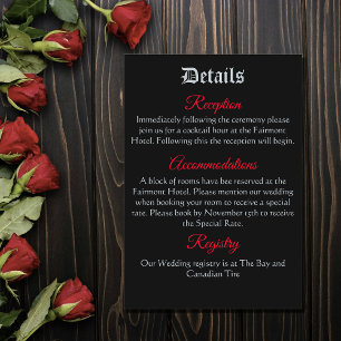 Carte D'accompagnement Roses rouges Noir gothique