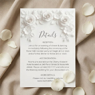 Carte D'accompagnement Roses sculptées 3D minimalistes blanches