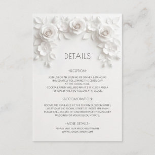 Carte D'accompagnement Roses sculptées 3D minimalistes blanches