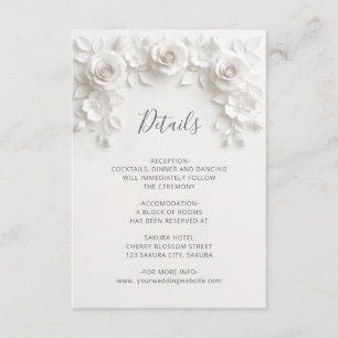 Carte D'accompagnement Roses sculptées 3D minimalistes blanches