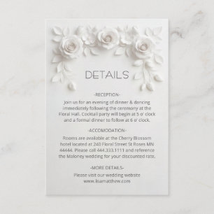 Carte D'accompagnement Roses sculptées 3D minimalistes blanches