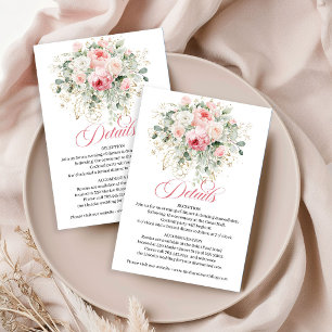 Carte D'accompagnement Roses sérènes verdure or mariage moderne