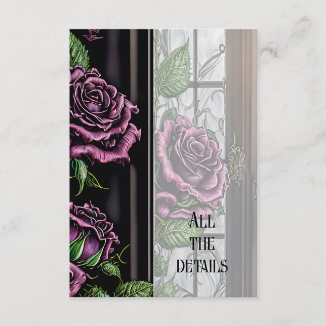 Carte D'accompagnement Roses violets près de la fenêtre - style gothique (Devant)