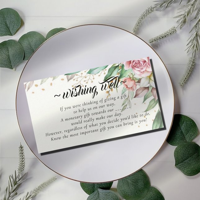 Carte D'accompagnement Rosy Blush Floral Wishing Well for Mariage (Créateur téléchargé)