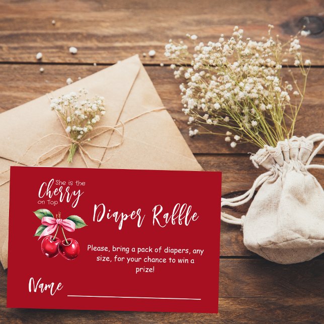 Carte D'accompagnement Rouge cerisier sur le Baby shower supérieur de la  (Créateur téléchargé)