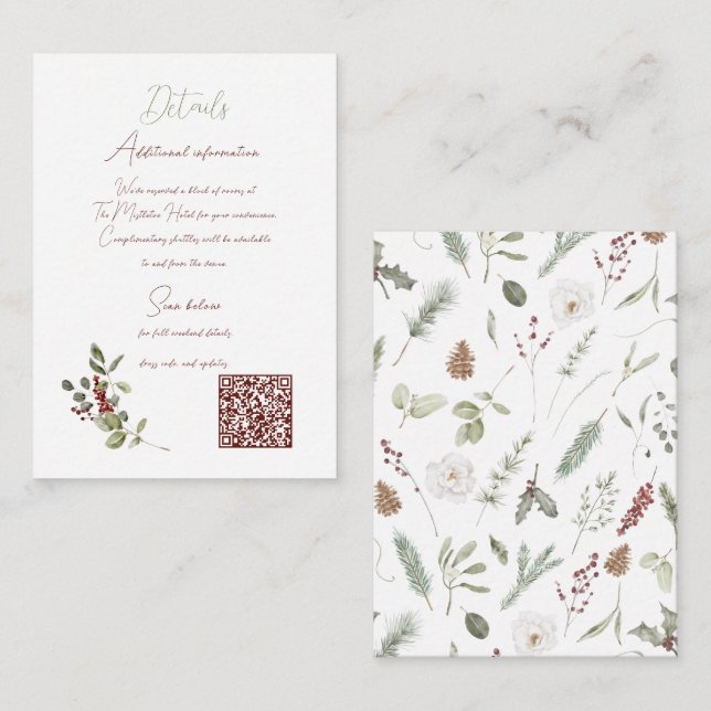 Carte D'accompagnement Rouge rustique Main Lettrée Détails du mariage d'h (Devant / Derrière)