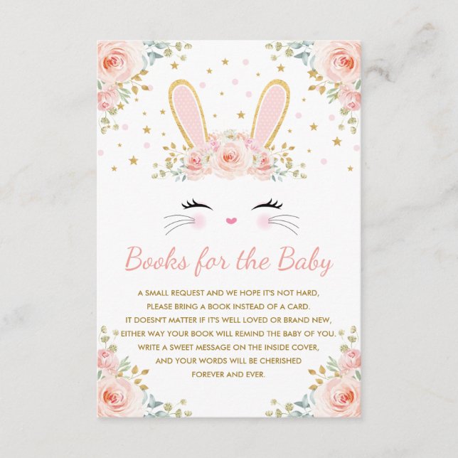 Carte D'accompagnement Rougissent les livres floraux roses de lapin pour (Devant)