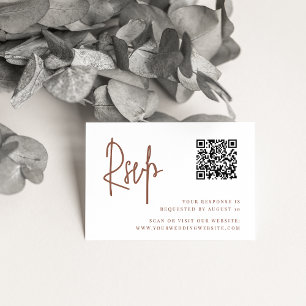 Carte D'accompagnement Rouille   Script moderne QR Code Mariage RSVP
