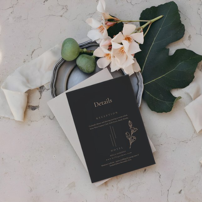Carte D'accompagnement Royal Black Simple Minimaising Détails du Mariage (Créateur téléchargé)