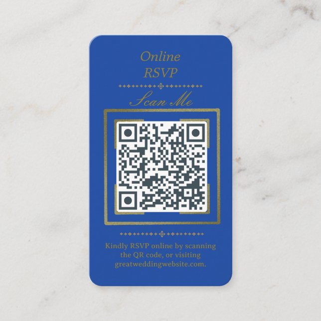 Carte D'accompagnement Royal Blue | Photo Online RSVP QR Code Wedding  (Devant)