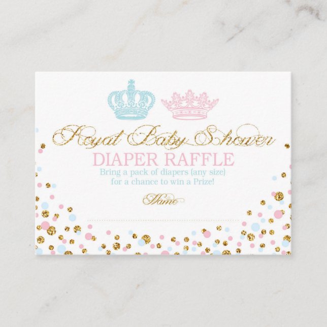 Carte D'accompagnement Royal Crowns Prince Princess Diaper Raffle Ticket (Devant)