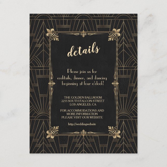 Carte D'accompagnement Royal Fleur-de-Lis Art déco Mariage des années 192 (Devant)