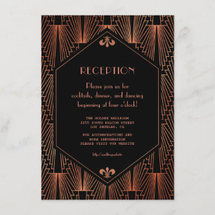 Carte D'accompagnement Royal Gold Black Great Gatsby Réception de mariage