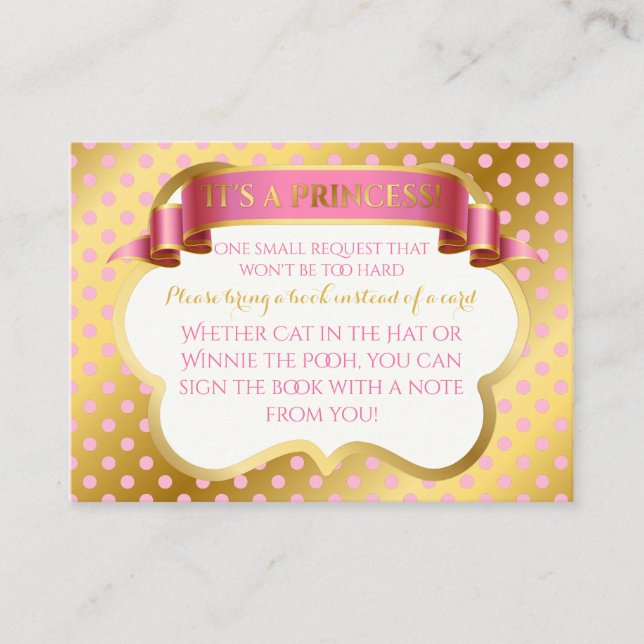 Carte D'accompagnement Royal Princess Pink Gold Crown Book Demande (Devant)