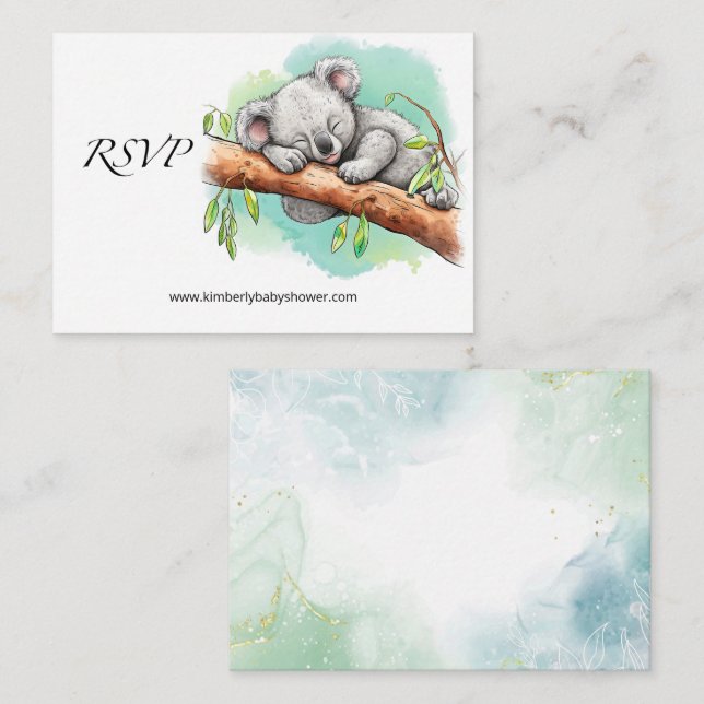 Carte D'accompagnement RSVP Baby shower Koala en ligne (Devant / Derrière)