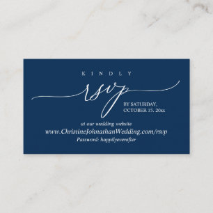 Carte D'accompagnement RSVP en ligne, Moderne Simple Navy Blue Calligraph
