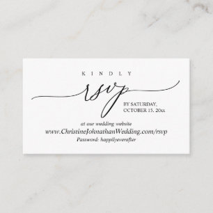 Carte D'accompagnement RSVP en ligne, Moderne Simple Noir Calligraphie En