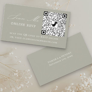 Carte D'accompagnement RSVP en ligne QR Code Sage Green Mariage site Web