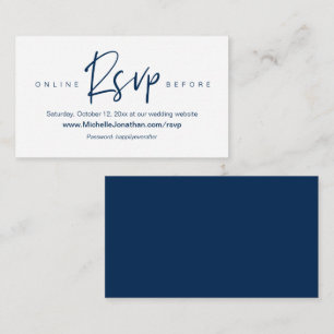 Carte D'accompagnement RSVP en ligne, site web de mariage, mot de passe, 