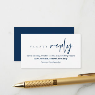 Carte D'accompagnement RSVP en ligne, site web Mariage, mot de passe, enc