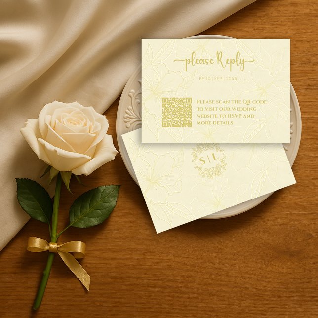 Carte D'accompagnement RSVP floral minimal | Mariage de code QR (Créateur téléchargé)