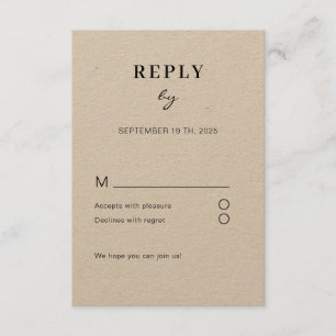 Carte d'accompagnement RSVP moderne