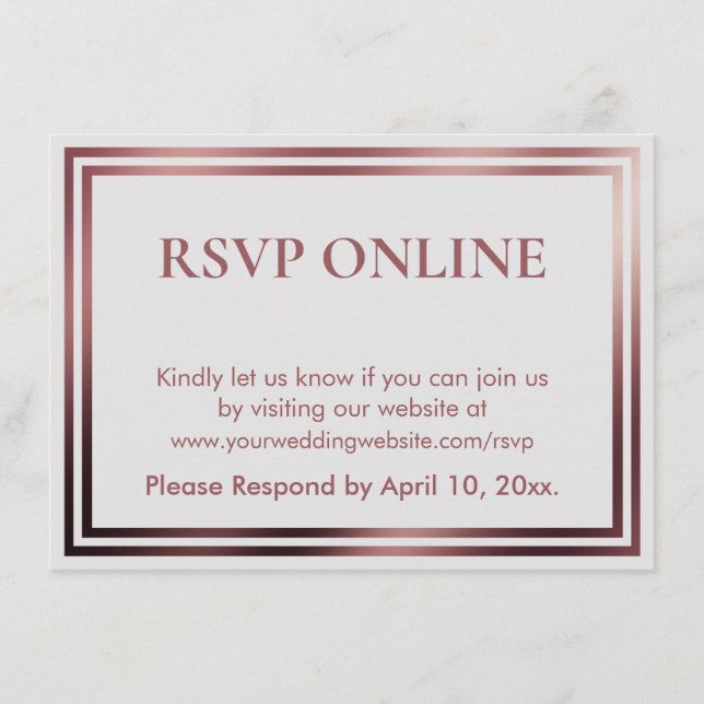 Carte D'accompagnement RSVP Online Simple Elegant Rose Gold sur Grey (Devant)