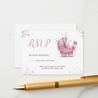 Carte D'accompagnement RSVP pour le landau rose
