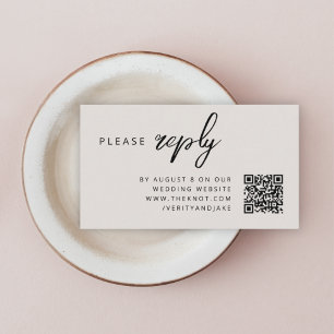 Carte D'accompagnement RSVP pour mariage QR Code Minimaliste naturel