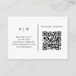 Carte D'accompagnement RSVP pour mariage QR Code minimaliste Nettoyer s