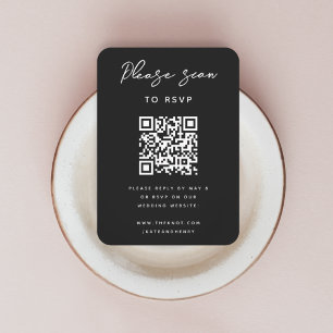 Carte D'accompagnement RSVP pour mariage QR Code Moderne Design Noir