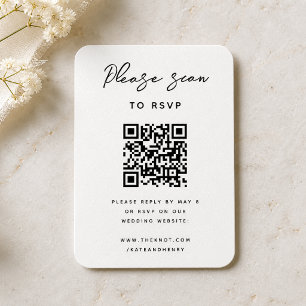 Carte D'accompagnement RSVP pour mariage   QR Code Moderne Minimaliste Si