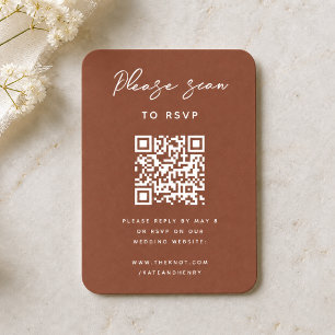 Carte D'accompagnement RSVP pour mariage QR Code Moderne Rust Terracott