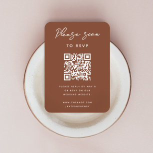 Carte D'accompagnement RSVP pour mariage QR Code Moderne Rust Terracott