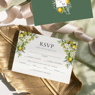 Carte D'accompagnement RSVP pour un mariage aux citrons et olives de vill