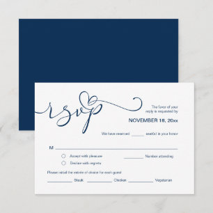 Carte D'accompagnement RSVP romantique moderne, Police noire, Interventio