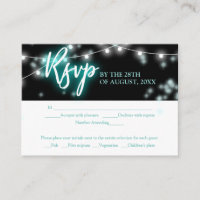 RSVP thème néon turquoise pour Bar Mitzvah
