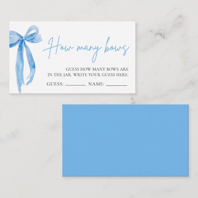 Carte D'accompagnement Ruban Bleu Poussiéreux Jeu Devine Combien de Ruban (Devant / Derrière)