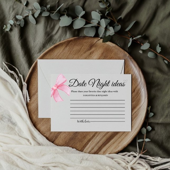 Carte D'accompagnement Ruban rose Bow Date Nuit Idées Fête des mariées (Créateur téléchargé)