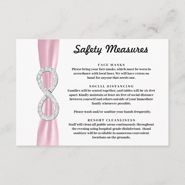 Carte D'accompagnement Ruban Rose Diamant Mesures de Sécurité Infinies (Devant)