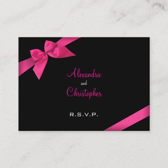 Carte D'accompagnement Ruban rose RSVP Minicard 2 (Devant)