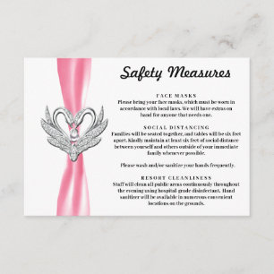 Carte D'accompagnement Rubans roses cygnes argentés mesures de sécurité