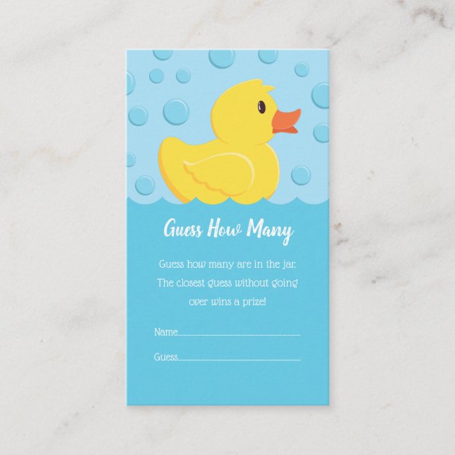 Carte D'accompagnement Rubber Ducky Devine Combien De Baby showers Jeu (Devant)