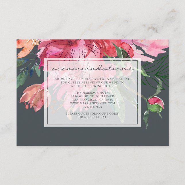 Carte D'accompagnement Ruby Pink Peony Mariage botanique (Devant)
