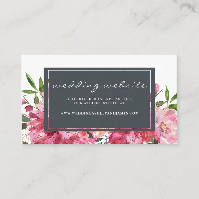 Carte D'accompagnement Ruby Pink Peony Site du Mariage botanique floral (Devant)