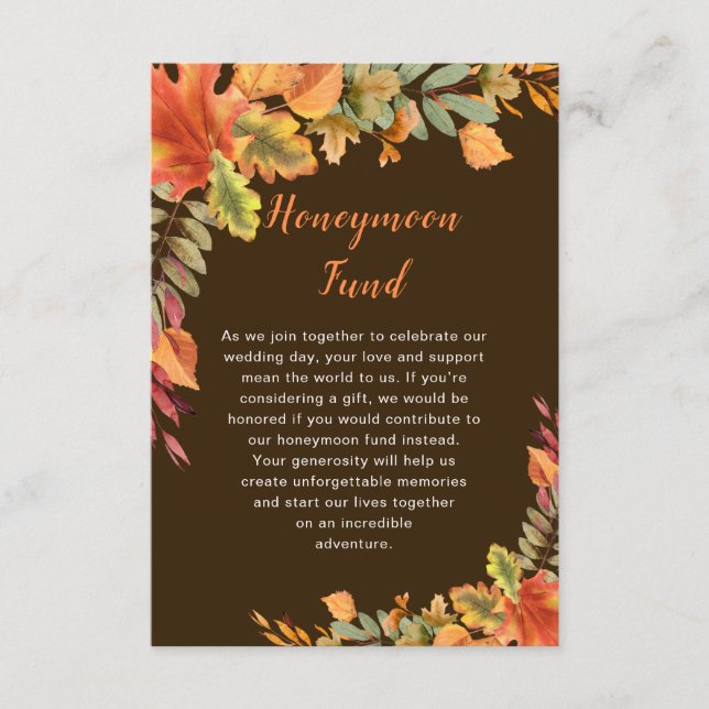 Carte D'accompagnement Russe Automne Feuilles d'automne Fonds Mariage Lun (Devant)
