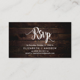 Carte D'accompagnement Russe Farm Wood, police blanche, réponse RSVP